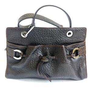 LANCEL Paris Pebbled Leather Handbag Tote 🤎 Chocolate Brown $795